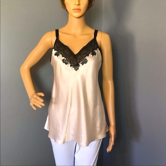 Oscar de la Renta Pink Label Camisole – Cream & Black Lace – Size Small - Picture 1 of 7